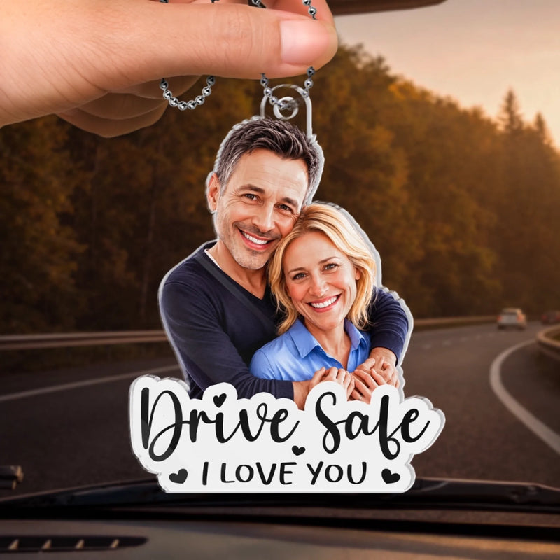 Custom Photo Acrylic Car Ornament - Personalized Anniversary Wedding Gifts For Husband, Wife, Couple - Together On Every Road