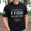 Custom Unisex T-Shirt With Design On Sleeve - Personalized Birthday Fishing Gifts For Fisherman, Husband, Son, Grandson, Brother, Grandpa, Dad, Yourself - Hooked On Fishing