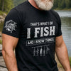 Custom Unisex T-Shirt With Design On Sleeve - Personalized Birthday Fishing Gifts For Fisherman, Husband, Son, Grandson, Brother, Grandpa, Dad, Yourself - Hooked On Fishing