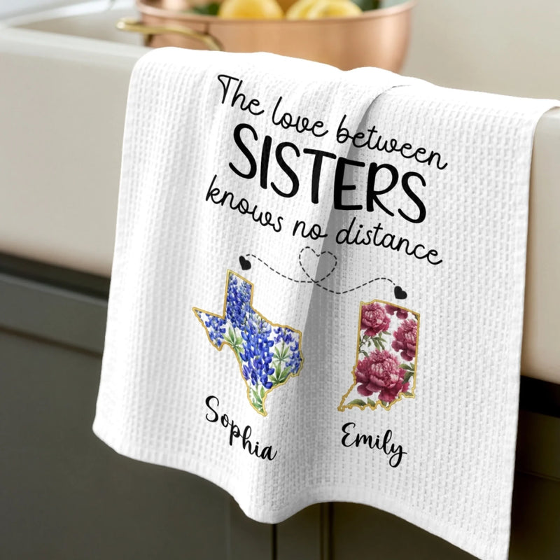 Custom Long Distance Kitchen Towel - Personalized Best Friend Birthday Gifts For Sisters, BFF, Best Friends - Partners In Fun