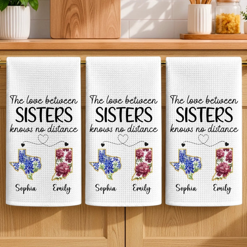 Custom Long Distance Kitchen Towel - Personalized Best Friend Birthday Gifts For Sisters, BFF, Best Friends - Partners In Fun