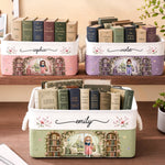 Custom Storage Basket - Personalized Bookish Gifts For Book Lovers, Readers, Sisters - Happiness Is A Room Full Of Books