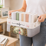Custom Storage Basket - Personalized Bookish Gifts For Book Lovers, Readers, Sisters - Happiness Is A Room Full Of Books