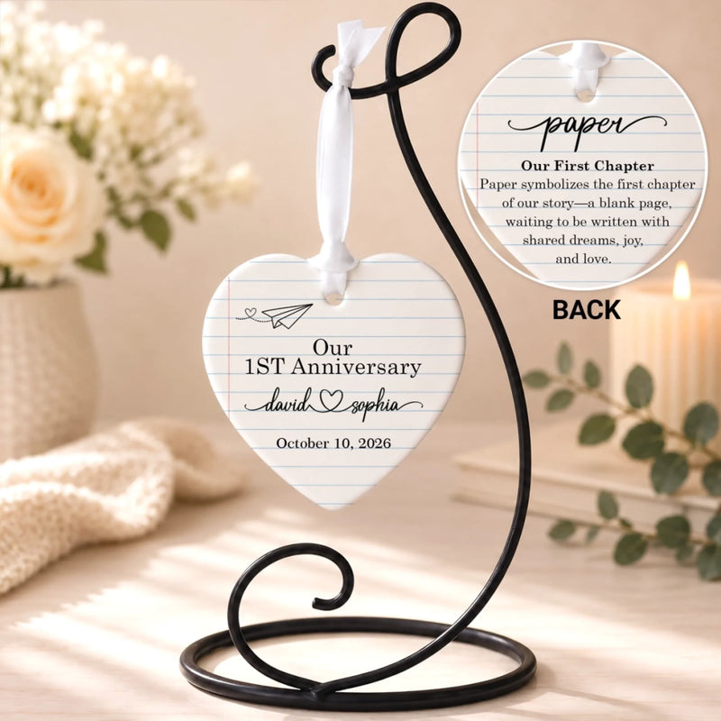 Custom First Christmas Heart Shape Ceramic Ornament - Personalized Anniversary Christmas Wedding Gifts For Husband And Wife, Him And Her - A Year Of Endless Love