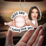 Custom Photo Squishy Acrylic Car Ornament - Personalized Anniversary Wedding Gifts For Husband, Wife, Couple - Eyes Off, Maybe