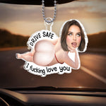Custom Photo Squishy Acrylic Car Ornament - Personalized Anniversary Wedding Gifts For Husband, Wife, Couple - Eyes Off, Maybe