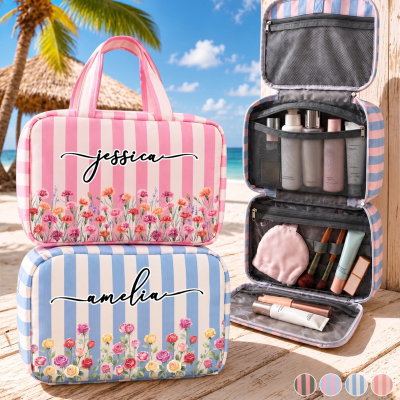 Custom Foldable Toiletry Bag - Personalized Birthday Gifts For Wife, Daughter, Besties, Sisters, Granddaughter, Grandma, Mom, Yourself - Confidence Looks Good