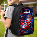 Custom Photo Kids Backpack & Water Bottle Set - Personalized Back To School Gifts For Kids, Gamers - Fast Lane Ahead