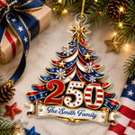 Custom Acrylic Ornament - Personalized America 250th Anniversary Christmas Gifts For Family - Celebrating Freedom Together