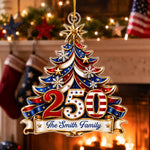 Custom Acrylic Ornament - Personalized America 250th Anniversary Christmas Gifts For Family - Celebrating Freedom Together