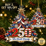 Custom Acrylic Ornament - Personalized America 250th Anniversary Christmas Gifts For Family - Celebrating Freedom Together