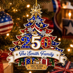 Custom Acrylic Ornament - Personalized America 250th Anniversary Christmas Gifts For Family - Generations Of Freedom And Tradition