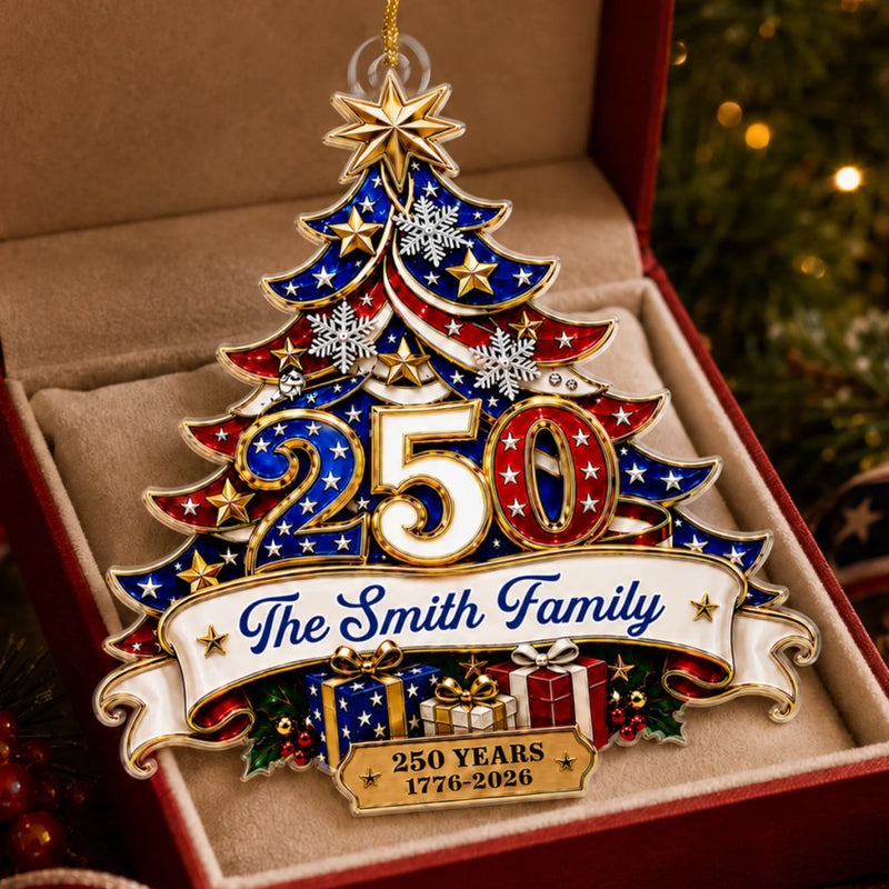 Custom Acrylic Ornament - Personalized America 250th Anniversary Christmas Gifts For Family - Generations Of Freedom And Tradition