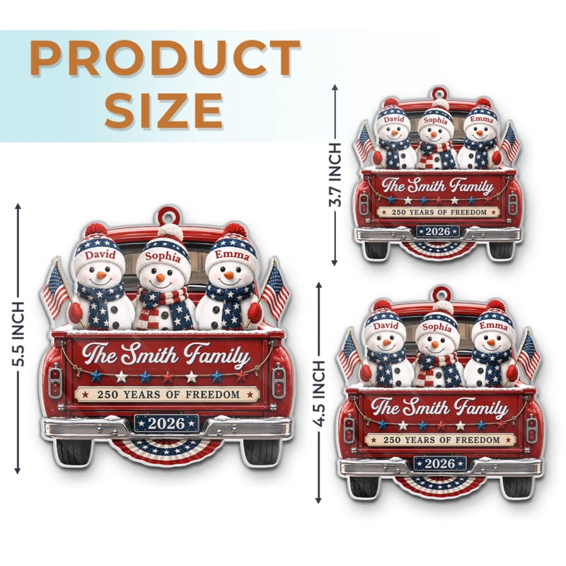 Custom Acrylic Ornament - Personalized America 250th Anniversary Christmas Gifts For Family - Driven By Love United By Freedom