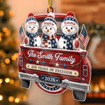 Custom Acrylic Ornament - Personalized America 250th Anniversary Christmas Gifts For Family - Driven By Love United By Freedom