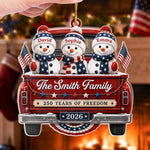 Custom Acrylic Ornament - Personalized America 250th Anniversary Christmas Gifts For Family - Driven By Love United By Freedom
