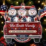 Custom Acrylic Ornament - Personalized America 250th Anniversary Christmas Gifts For Family - Driven By Love United By Freedom