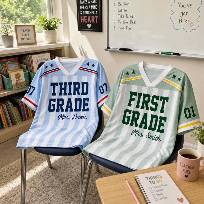 Custom V-Neck Jersey Shirt - Personalized Teacher Appreciation, Back To School Gifts For Teachers - Teach, Love, Inspire