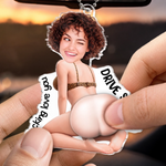 Custom Photo Squishy Acrylic Car Ornament - Personalized Anniversary Wedding Gifts For Wife, Husband, Couple - Drive Safe, My Favorite Human