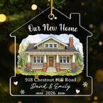 Custom Photo New Home Acrylic Ornament - Personalized Anniversary Christmas Wedding Gifts For Couple, Husband, Wife - Home Is Where Our Story Begins
