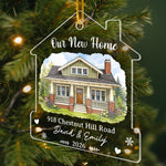 Custom Photo New Home Acrylic Ornament - Personalized Anniversary Christmas Wedding Gifts For Couple, Husband, Wife - Home Is Where Our Story Begins