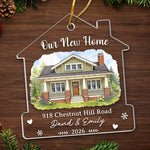 Custom Photo New Home Acrylic Ornament - Personalized Anniversary Christmas Wedding Gifts For Couple, Husband, Wife - Home Is Where Our Story Begins