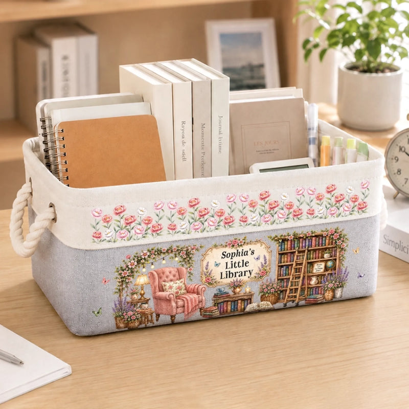 Custom Storage Basket - Personalized Bookish Gifts For Book Lovers, Readers - Lost In A World Of Books