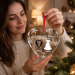 Custom Heart Glass Ornament - Personalized Anniversary Christmas Wedding Gifts For Husband, Wife, Couple - Started With A Yes, Now It’s Us