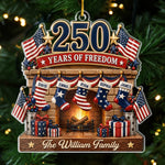 Custom Acrylic Ornament - Personalized America 250th Anniversary Christmas Gifts For Family - Home Of Freedom And Love