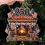 Custom Acrylic Ornament - Personalized America 250th Anniversary Christmas Gifts For Family - Home Of Freedom And Love