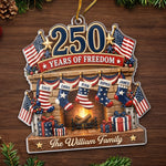 Custom Acrylic Ornament - Personalized America 250th Anniversary Christmas Gifts For Family - Home Of Freedom And Love