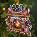 Custom Acrylic Ornament - Personalized America 250th Anniversary Christmas Gifts For Family - Home Of Freedom And Love