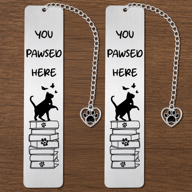 Custom Metal Bookmark - Personalized  Bookish Gifts For Book Lovers, Bookworms, Cat Mom And Dad - You Pawsed Here