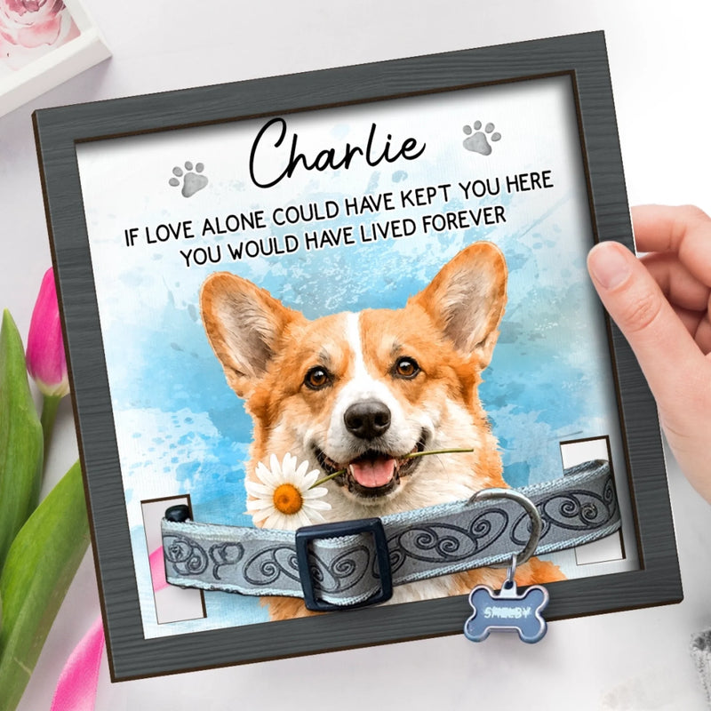 Custom Photo Pet Loss Sign, Collar Frame - Personalized Pet Memorial Sympathy Gifts For Dog Lovers - Always Loved Never Forgotten