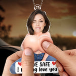 Custom Photo Squishy Acrylic Car Ornament - Personalized Anniversary Wedding Gifts For Wife, Husband, Couple - Love On The Road
