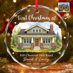 Custom Photo New Home Circle Glass Ornament - Personalized Anniversary Christmas Wedding Gifts For Couple, Husband, Wife - New Keys New Memories