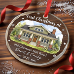 Custom Photo New Home Circle Glass Ornament - Personalized Anniversary Christmas Wedding Gifts For Couple, Husband, Wife - New Keys New Memories