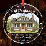 Custom Photo New Home Circle Glass Ornament - Personalized Anniversary Christmas Wedding Gifts For Couple, Husband, Wife - New Keys New Memories
