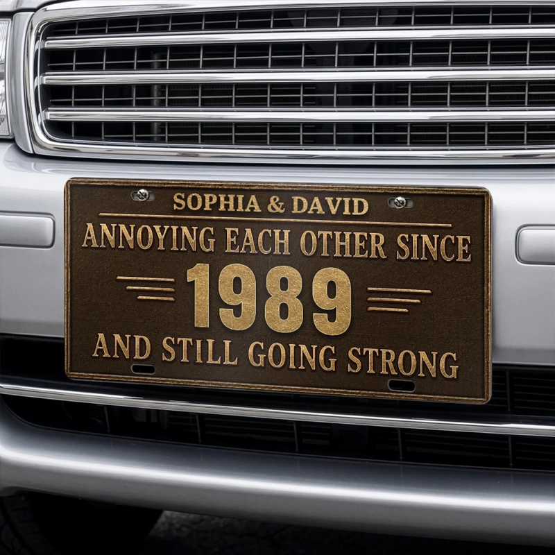 Custom License Plate - Personalized Anniversary Wedding Gifts For Husband And Wife, Him And Her - Love Never Gets Old