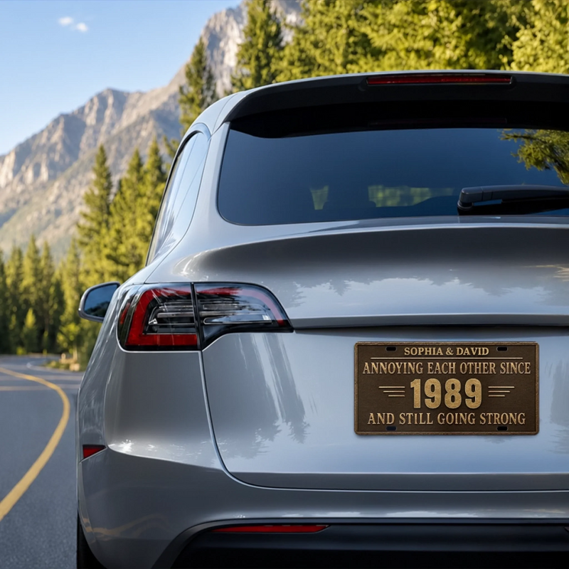 Custom License Plate - Personalized Anniversary Wedding Gifts For Husband And Wife, Him And Her - Love Never Gets Old