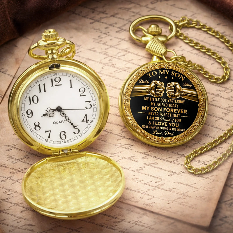 Custom Photo Pocket Watch - Personalized Birthday Gifts For Son - My Hero And My Pride