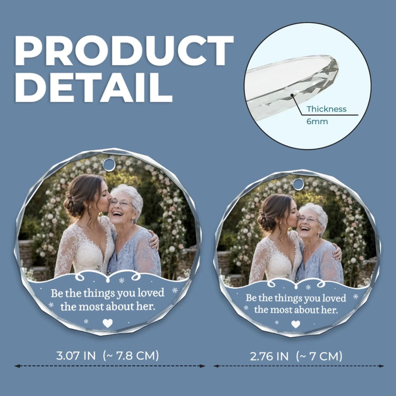 Custom Photo Circle Glass Ornament - Personalized Christmas Memorial Sympathy Gifts For Loss Of Mom, Dad - Love Lives Forever