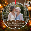 Custom Photo Circle Glass Ornament - Personalized Christmas Memorial Sympathy Gifts For Loss Of Mom, Dad - Love Lives Forever