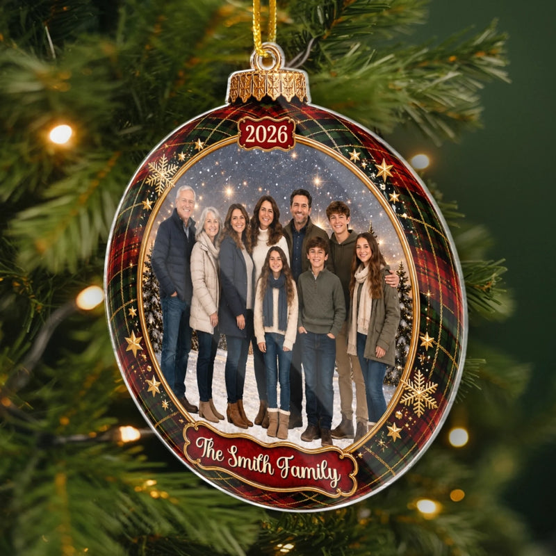 Custom Photo Acrylic Ornament - Personalized Christmas Birthday Gifts For Mom, Dad, Brother, Sister - Love Makes A Family Whole