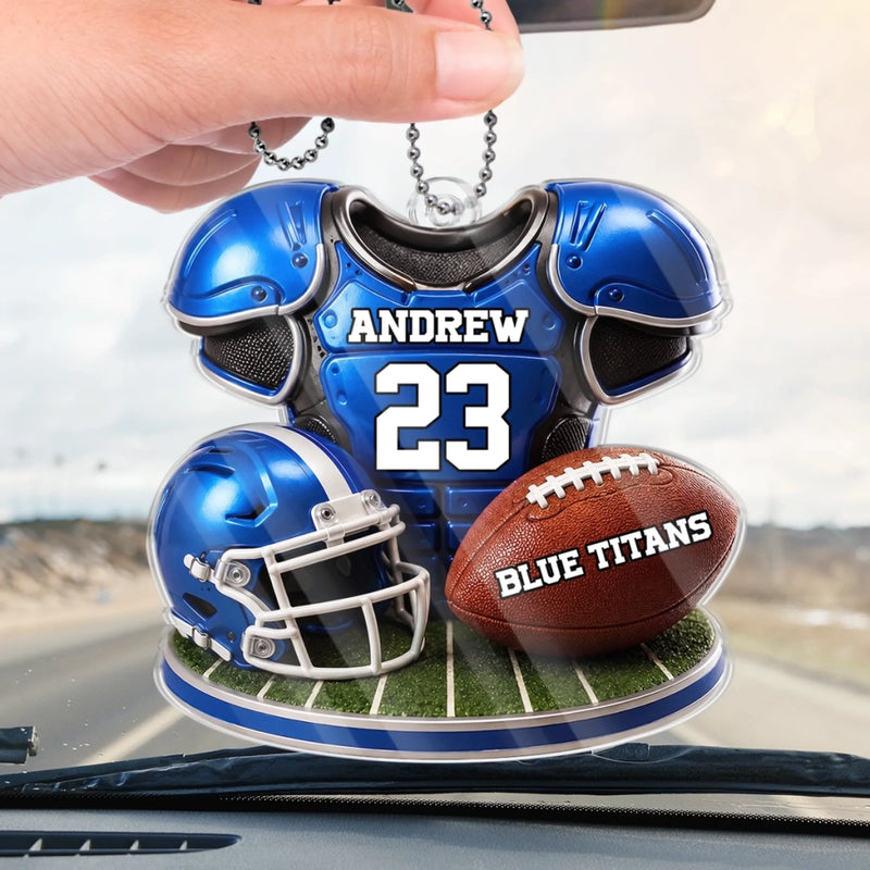 Custom America Football Acrylic Car Ornament - Personalized Birthday Gifts For America Football Lovers, Sports Fans, Sports Lovers - Game Day All Day