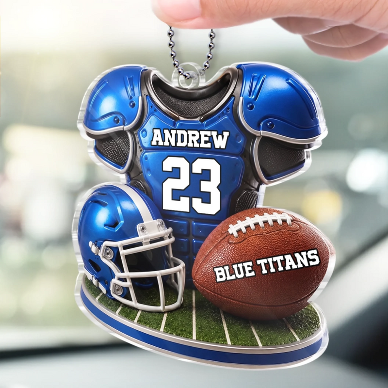 Custom America Football Acrylic Car Ornament - Personalized Birthday Gifts For America Football Lovers, Sports Fans, Sports Lovers - Game Day All Day