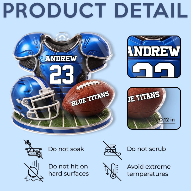 Custom America Football Acrylic Car Ornament - Personalized Birthday Gifts For America Football Lovers, Sports Fans, Sports Lovers - Game Day All Day