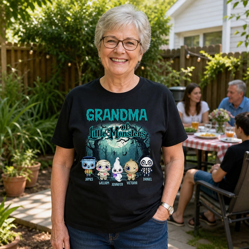 Custom T-shirt, Premium T-shirt, Hoodie - Personalized Halloween Birthday Gifts For Mom, Grandma - Little Monsters, Big Love