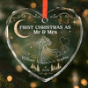 Custom First Christmas Heart Glass Ornament - Personalized Anniversary Christmas Wedding Gifts For Husband And Wife, Him And Her - Officially Mr & Mrs