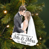 Custom  Photo First Christmas Acrylic Ornament - Personalized Anniversary Christmas Wedding Gifts For Husband And Wife, Him And Her - Under The Mistletoe